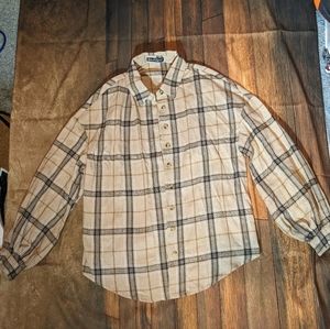 Tan and black plaid flannel